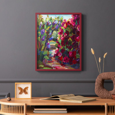 Lilas et rhodies, reproduction encadrée - bois massif