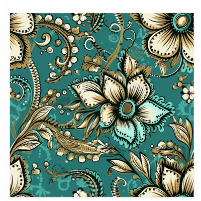 Floral boho henné fleurs, impression d'art bohémien sans cadre