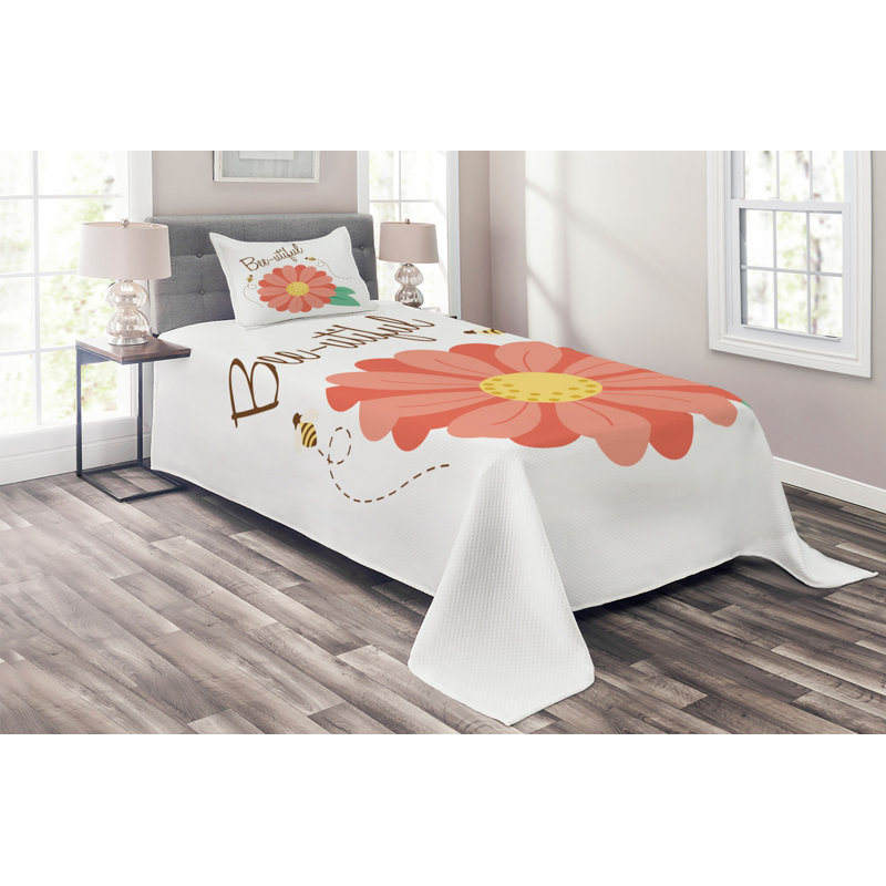 Honey Bee A Polyester Coverlet, Twin Bedspread + 1 Sham