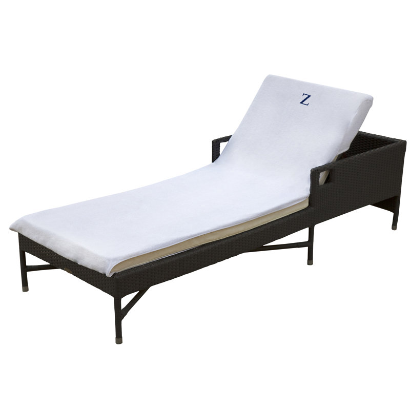 100% Combed Cotton Terry Monogrammed Patio Chaise Lounge Chair Cover, Z