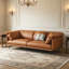 Canapé modulaire orange en cuir véritable-129605634