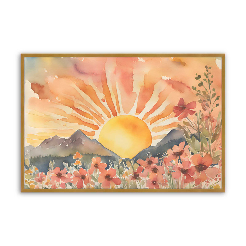 «Blossoms and Sunrise Glow Print», H 12,25 po x l 15,25 po, Doré