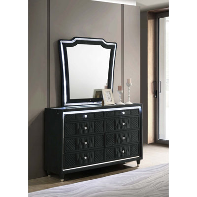Commode 8 tiroirs avec miroir à trois panneaux Mika
