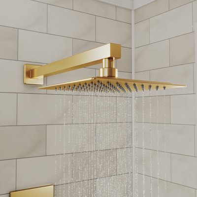 Ascend Ultra-Thin Square Shower Head - 12 in., Brushed Brass