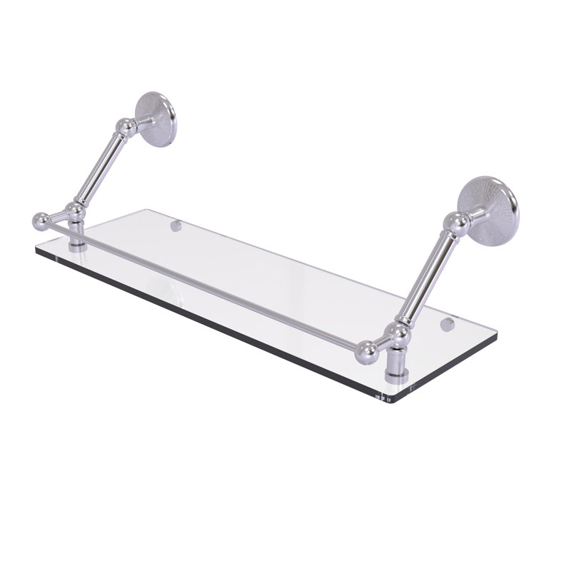 Tablette flottante avec barre de galerie Marchmont, Chrome satiné, H 8 po x l 24 po x P 8,6 po