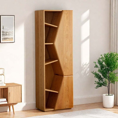 Bibliothèque en bois massif à motif géométrique
