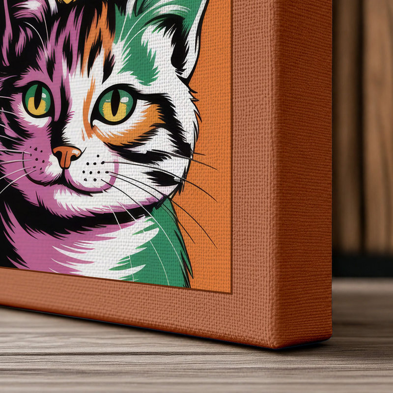 Cats Pop Art - Wrapped Canvas, Terracotta Border, 30x20 - 76.2 x 50.8 cm