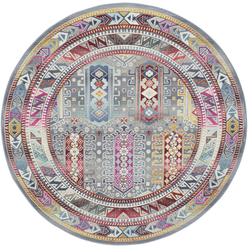 Oldham Ikat Area Rug, Round 172cm