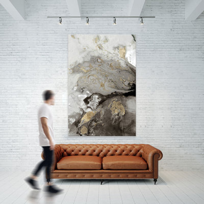 Océan Splash I Grey version-reproduction d’art sur toile non encadrée