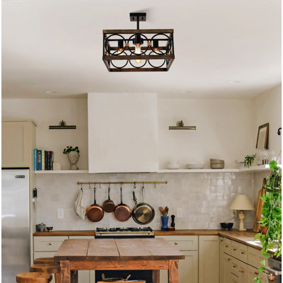 Luminaire suspendu en bois noir à hauteur réglable pour îlot de cuisine