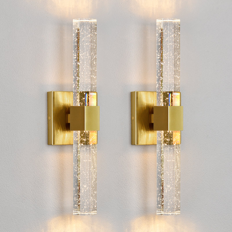 Nazreen Crystal Dimmable Integrated LED Wallchiere, Gold
