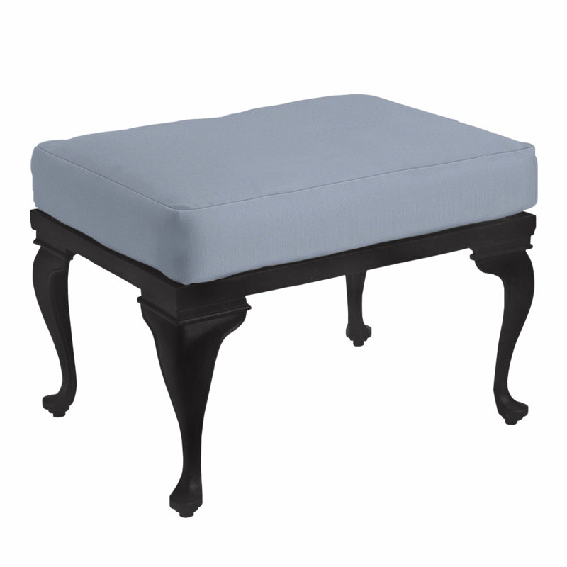 Provance Ottoman with Cushion, No Welt, Arbor Chambray, Chalk