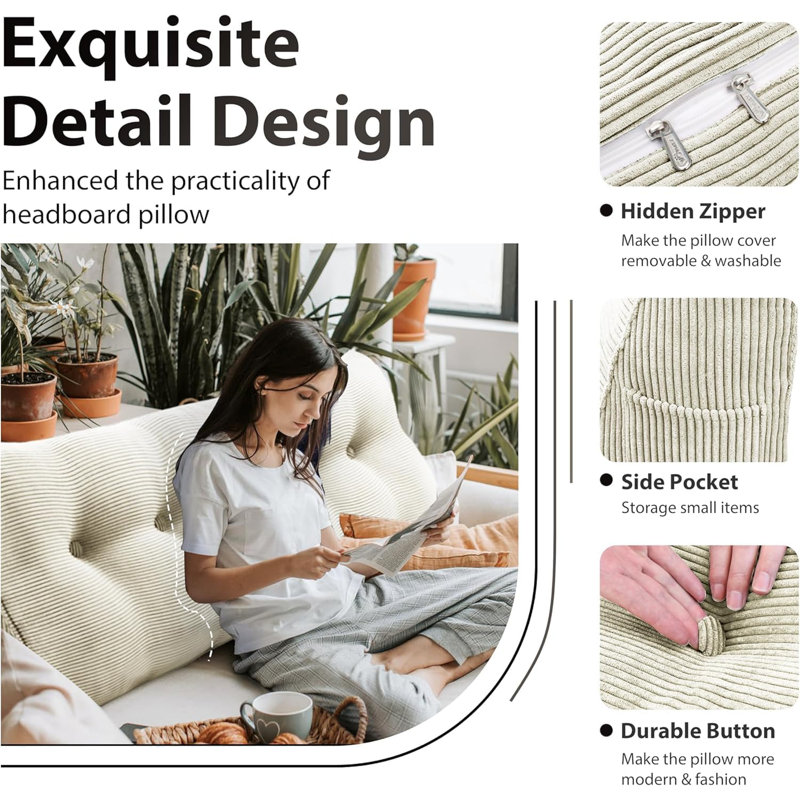 Machine Woven Pillow Case, 50cm H x 140cm W, White