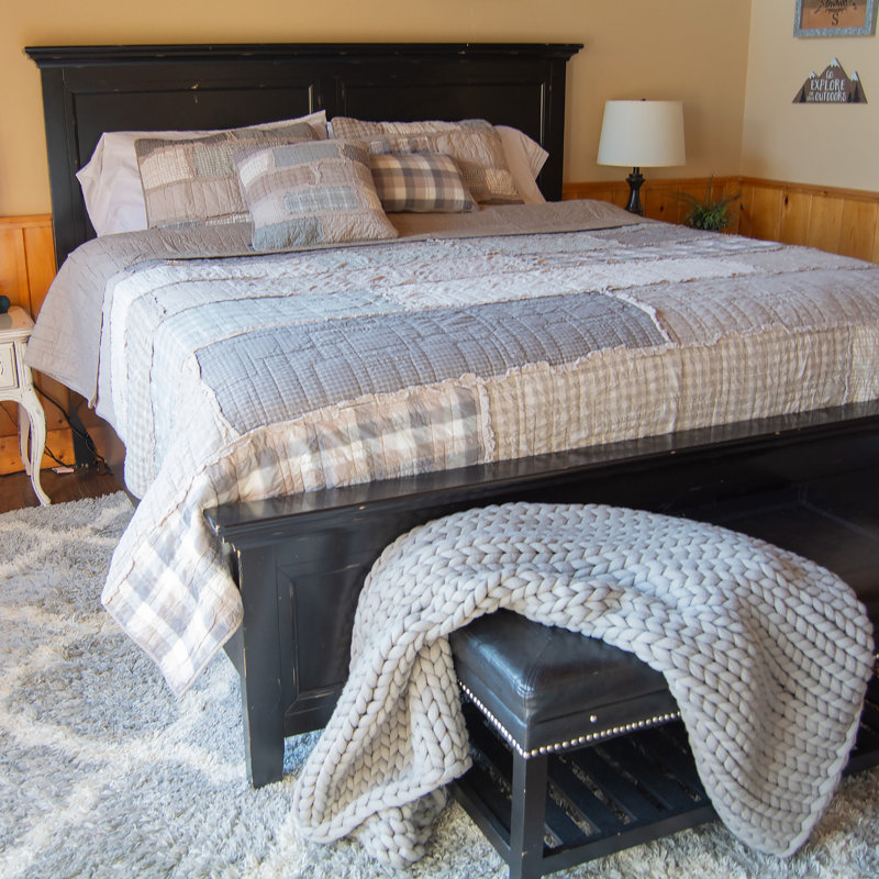 Smoky Cobblestone Gray Cotton Reversible Full Quilt