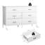 Commode 6 tiroirs pour chambre à coucher, commode 47,3 po avec dispositif anti-chute et acier, blanc-1985370919