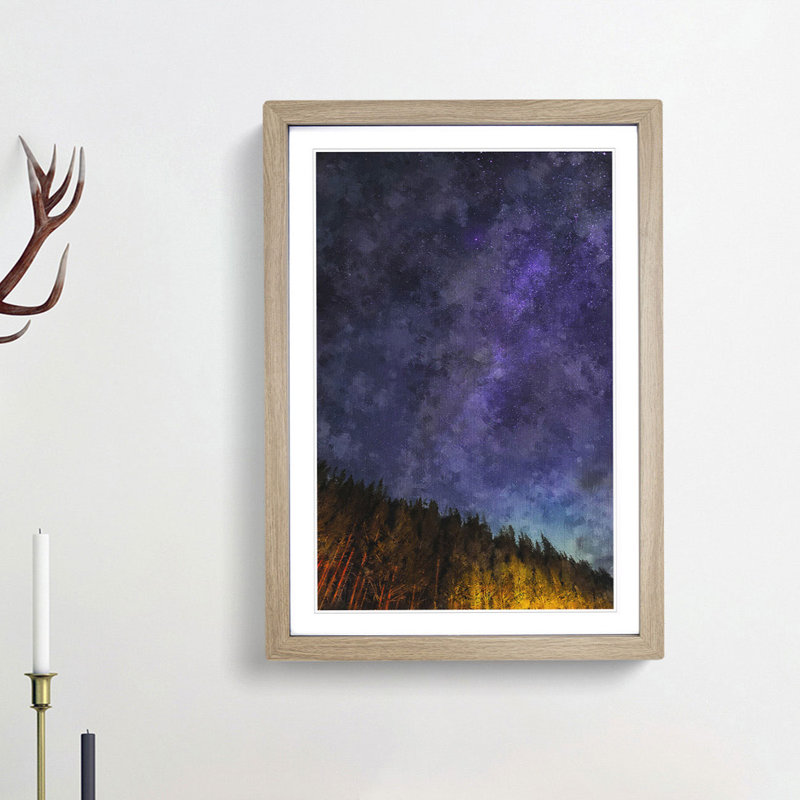 A Forest Beneath the Stars - Picture Frame Painting Print, Oak Framed, 87cm H x 62cm W x 2cm D
