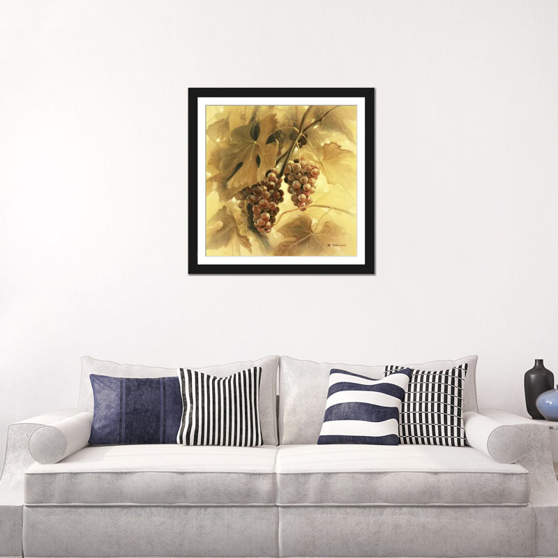 « raisins iii », reproduction sur toile, H 16 po x l 16 po x P 1 po, Papier d'art encadré noir, Blanc