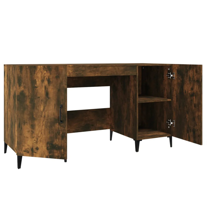 Korhan Computer Desk, Smoked Oak