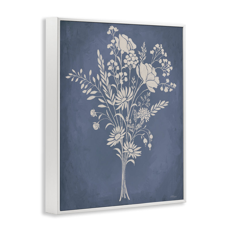 Giclée de jardin sur un cadre bleu, design par Cat Thurman Designs, H 30 po x l 24 po, Giclée encadrée blanc bord de mer
