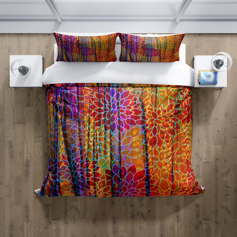 Floral Duvet Cover, King Duvet Cover + 2 Shams