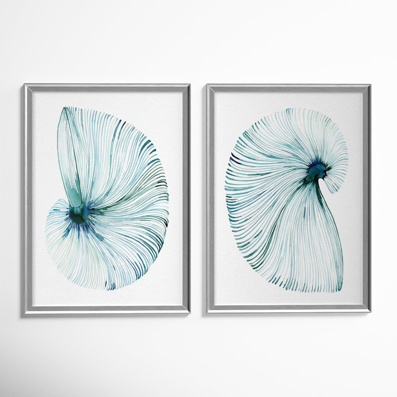 "Eye Of The Ocean I" 2-Piece Painting Print, 24.5" H x 37" W x 1.25" D, Silver
