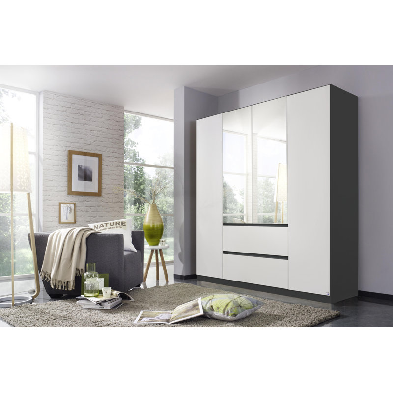 Arkoma 4 Door Wardrobe, Alpine White/Metallic Grey