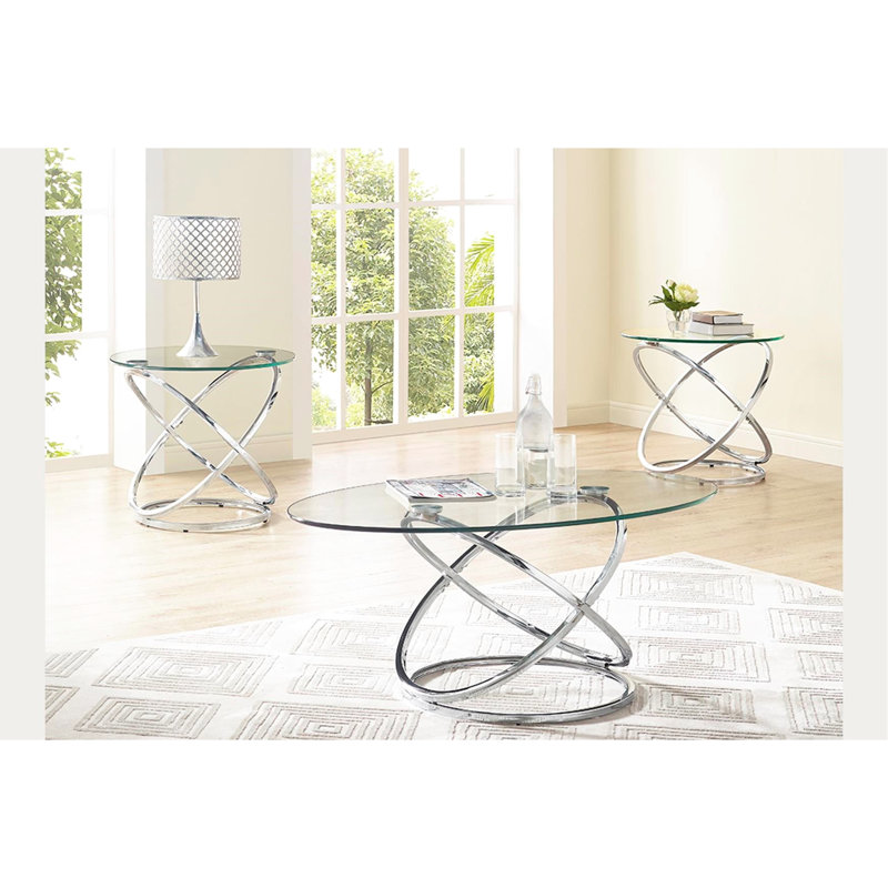 Table basse moderne en métal, 2 tables de bout avec sensation et artisanat contemporain Allure