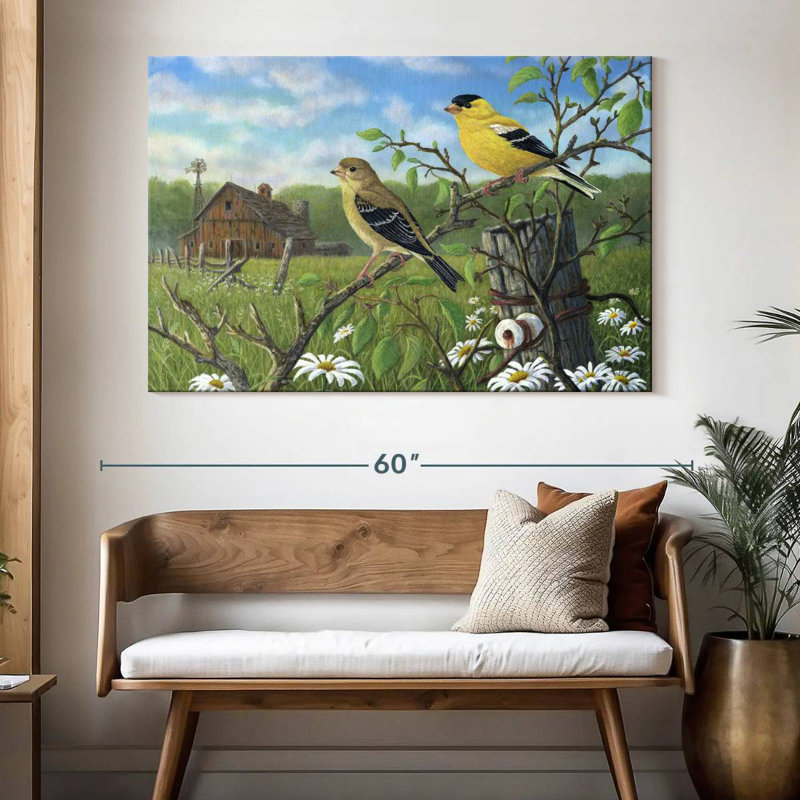 Brampt Golden Moment Finches, 34" H x 51" W