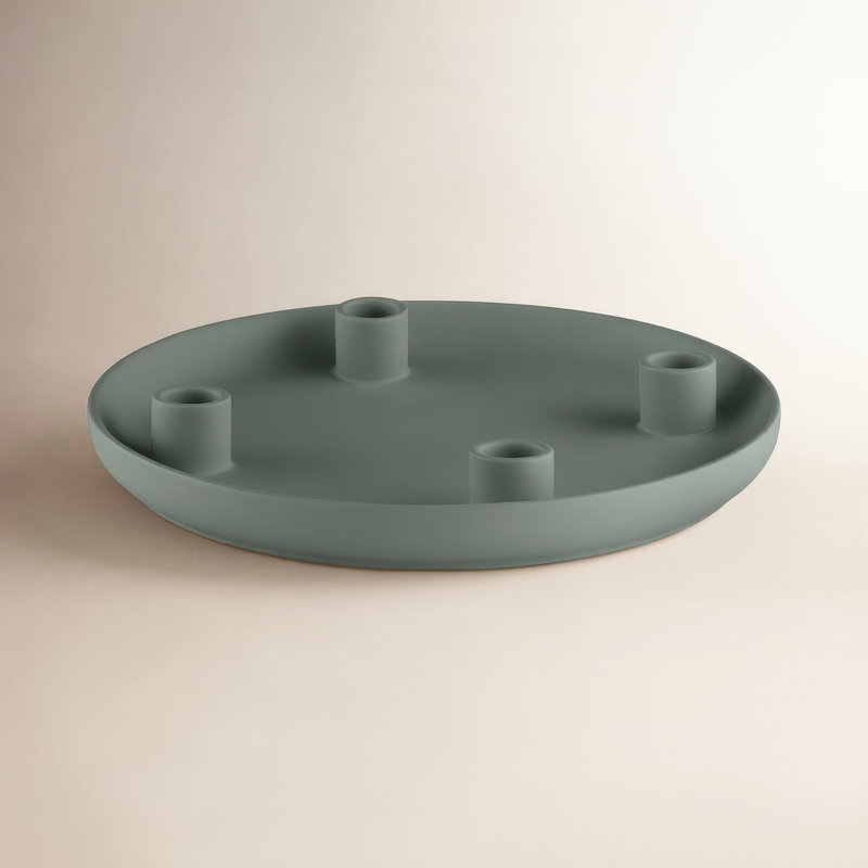 Advent 1.38" Stoneware Tabletop Candelabra, Duck Green