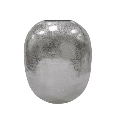 Vase en aluminium, stries argentées