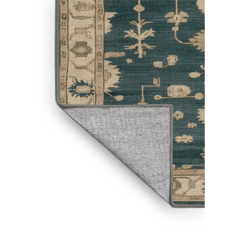 Machine Washable Overdyed Green Area Rug, Square 6'