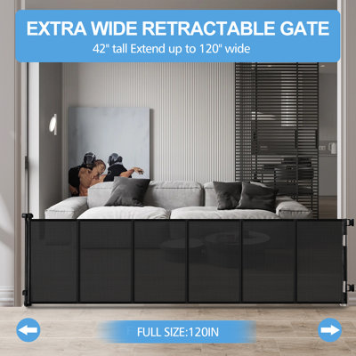 Retractable Pet Gate Mesh Safety Gates for Stairs Doorways Dog Gate Indoor/Outdoors Dog Gate Indoor/Outdoor