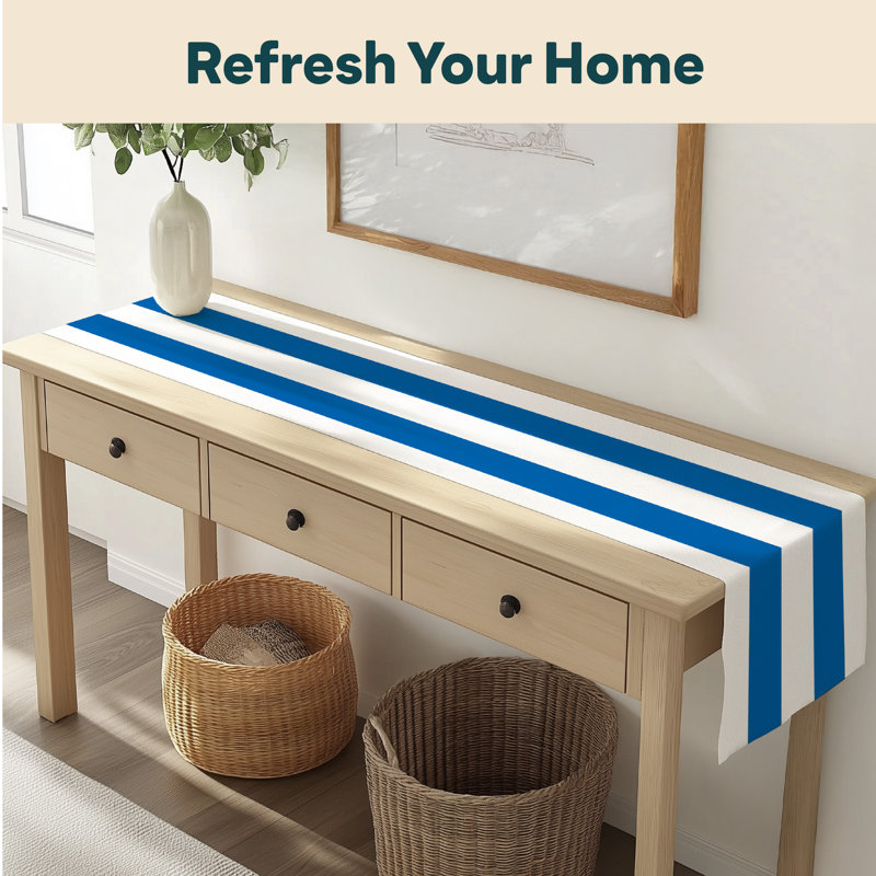 Royal Striped Table Runner 108" x 14", 108" L x 14" W, White