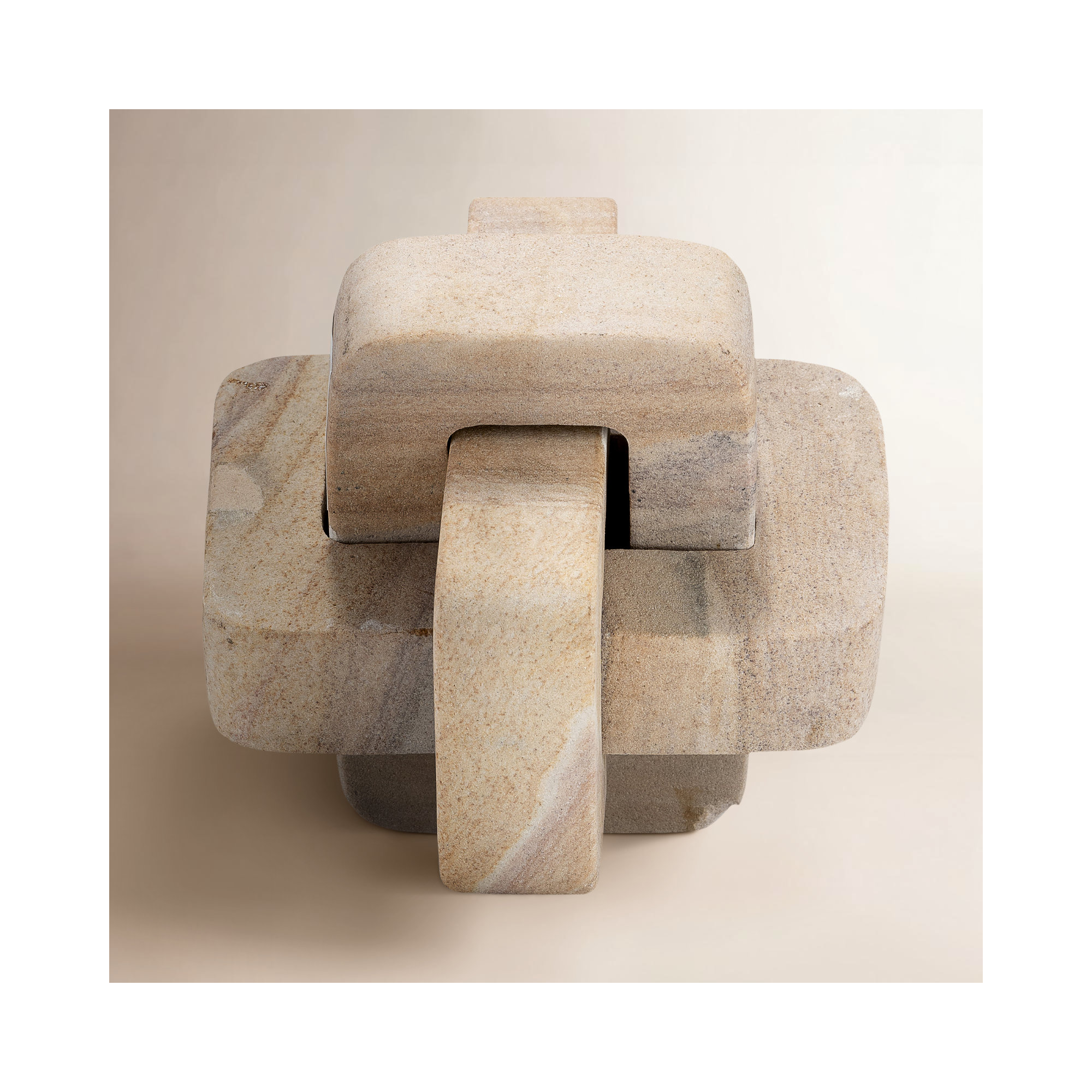 5" Marble Geometric Orb - Contemporary Abstract Interlinking Geometric Shape - 5" x 5" x 5", Brown