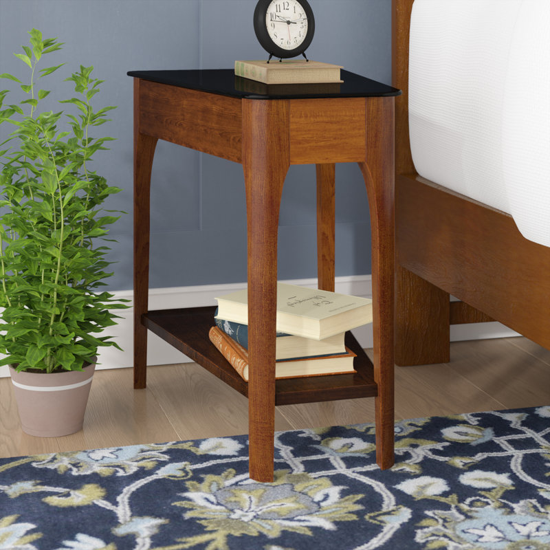 Alantis Obsidian Solid + Manufactured Wood Wedge Table, Chestnut