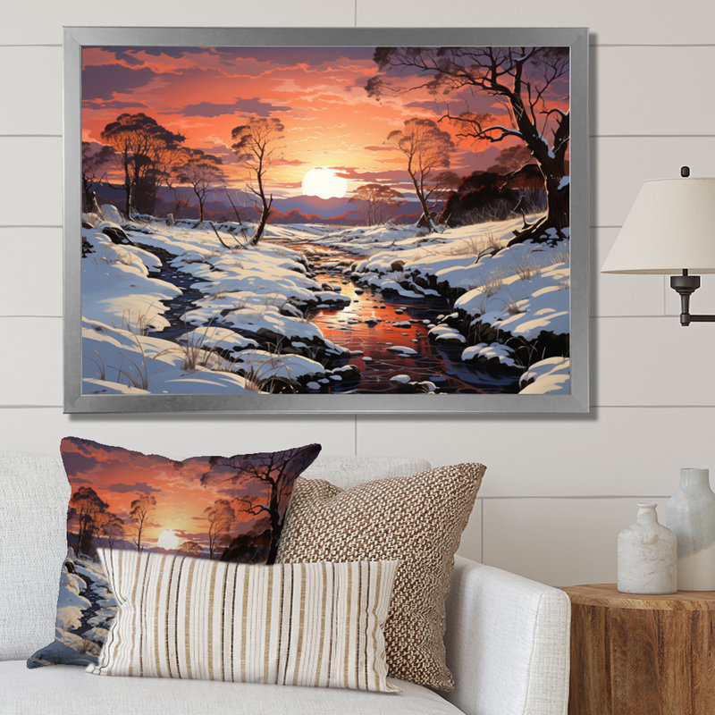 «Winter Winter Dusk», impression d'art sur toile, H 12 po x l 20 po x P 1 po, Cadre simple argenté