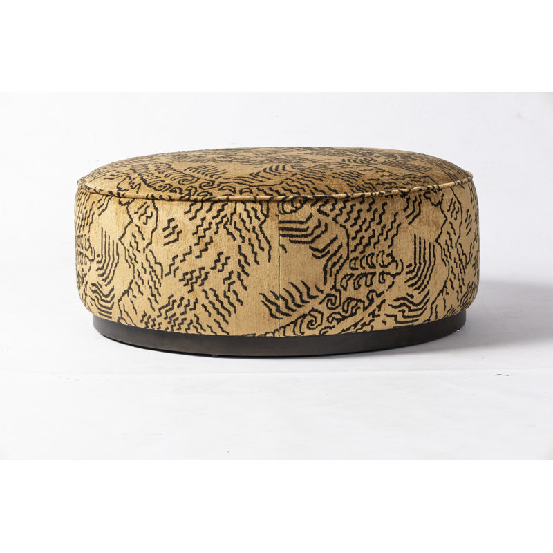 Sinclair Large Round Ottoman, Balkan Ochre Rayon / Viscose
