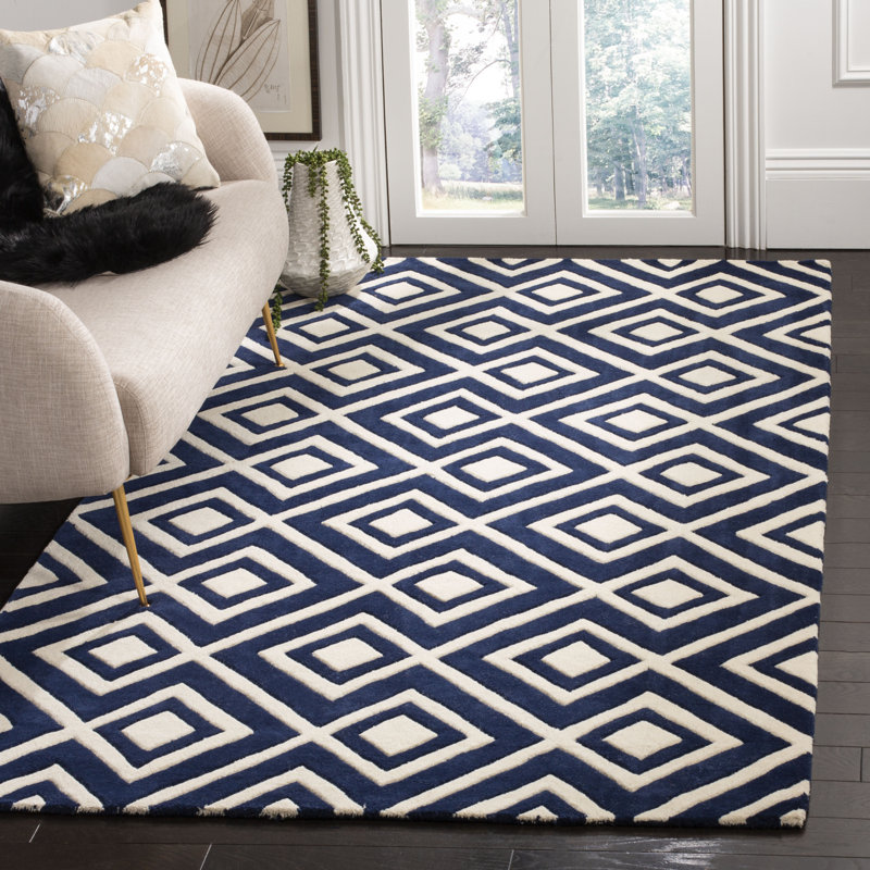 Hunterdon Geometric Wool Hand Woven Area Rug, Rectangle 152 x 244 cm