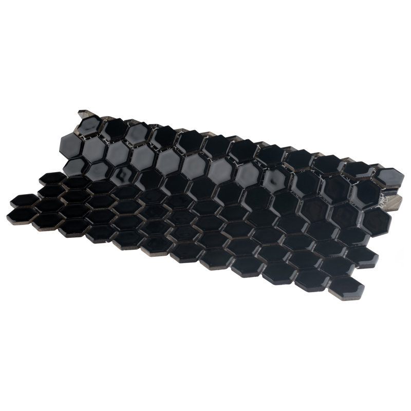 Hudson 1" x 1" Porcelain Honeycomb Mosaic Wall & Floor Tile, Black