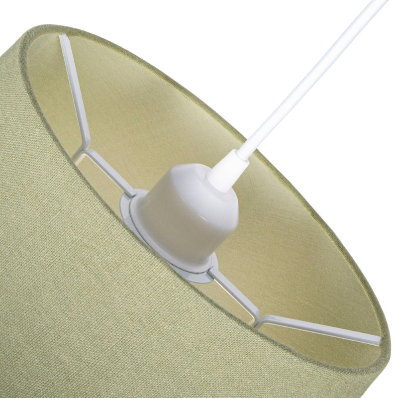 Traditional Linen Fabric Drum Shade for Pendant & Lampshade, Olive, 19cm H x 30cm W x 30cm D