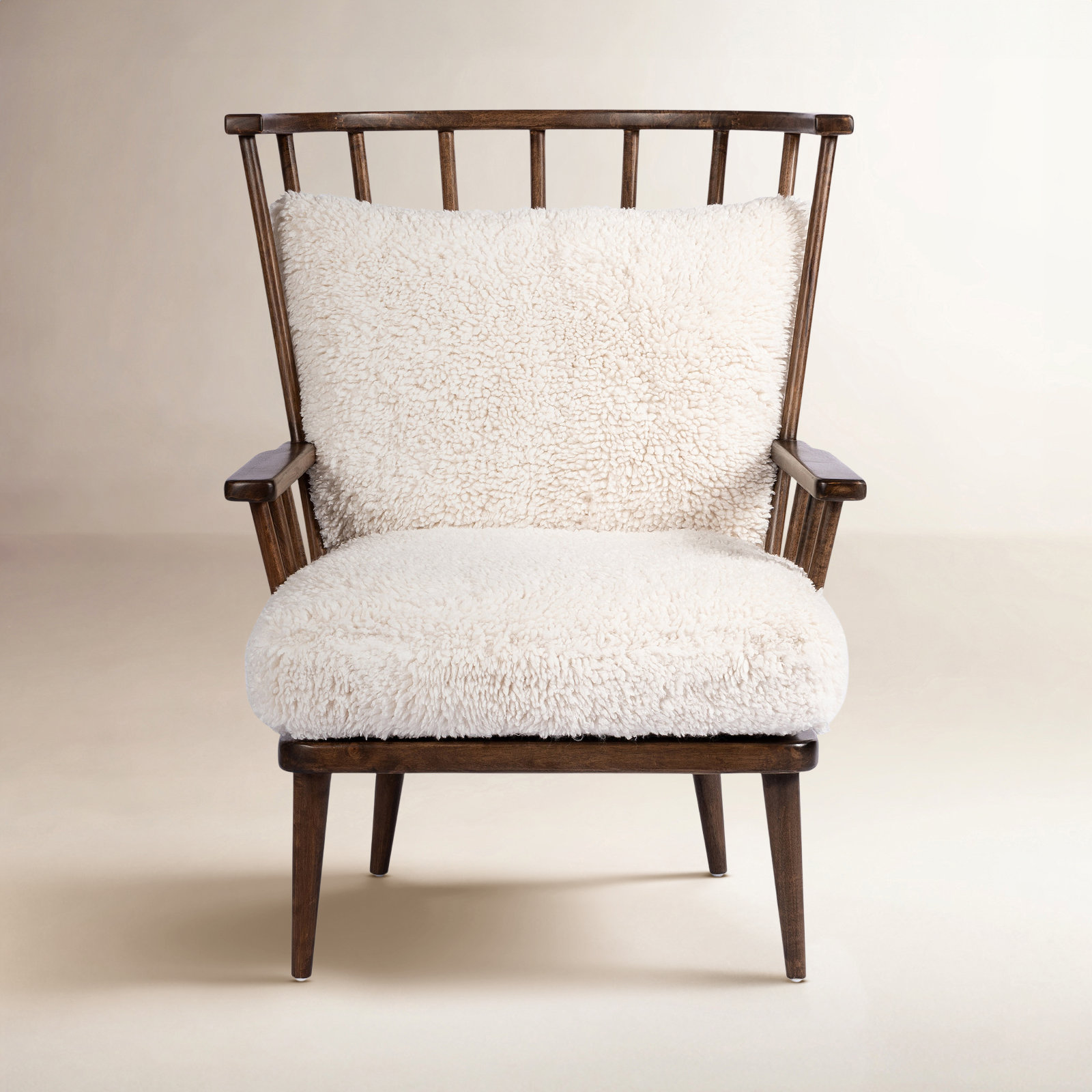 Allie Upholstered Armchair, White Faux Fur