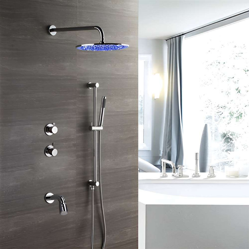 Royce Commercial Touchless Sensor-Controlled Shower Set with Polished Chrome Finish – Wall Mount ADA Compliant Hygienic Shower System
