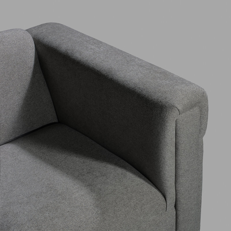 Causeuse à accoudoirs carrés 54 po Aides, Mélange de coton gris foncé