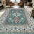 1PC Vintage Persian Teal Floral Bohemian area rugs for Living Room, Soft and Comfortable, Suitable for all seasons, easy-to-maintain, machine washable Indoor floor mat, Under Table Farmhouse suitable for dining table, entryway, bedroom, home office,-1488321640