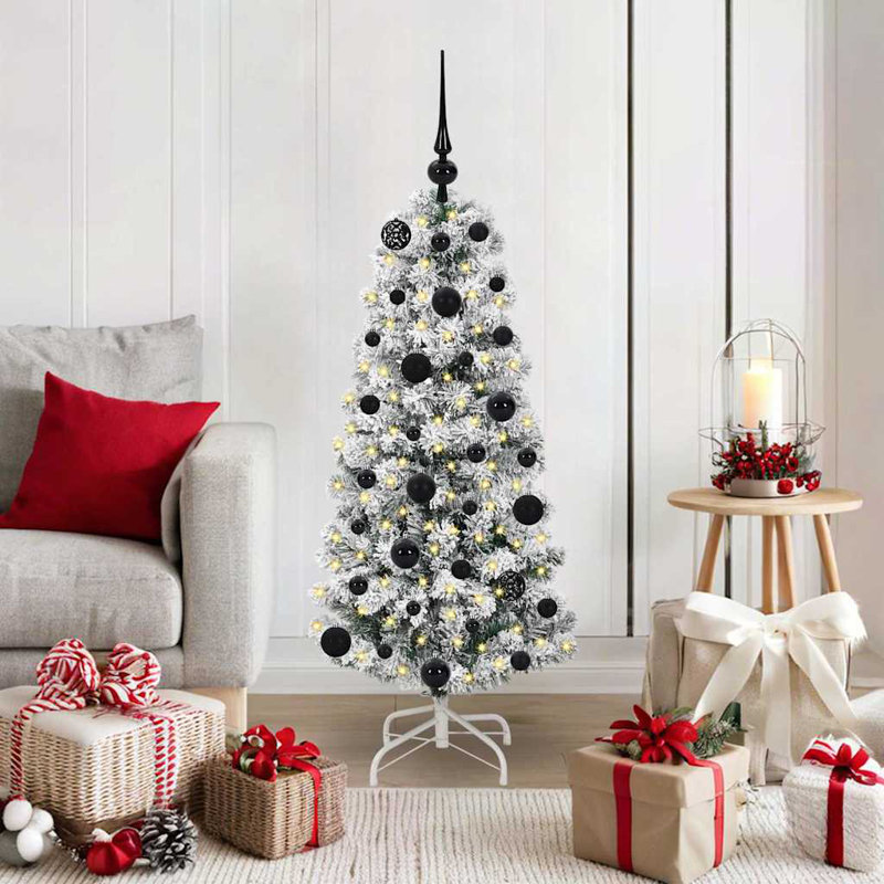Artificial Hinged Christmas Tree Green and white, 3.94 ft