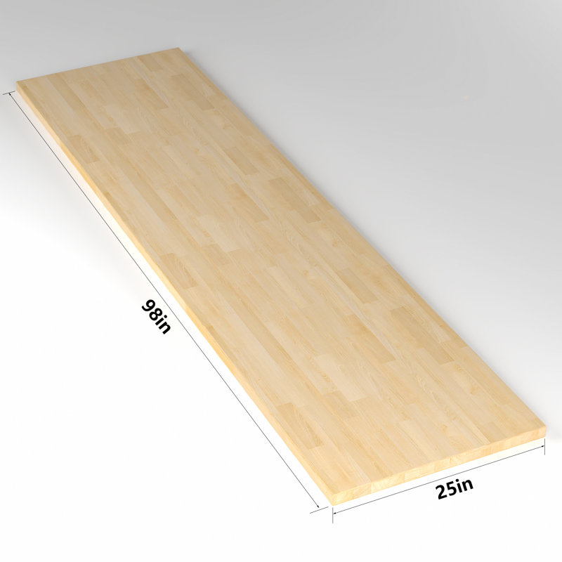 Butcher Block Countertop, Unfinished Solid Birch Wood DIY Size Long Wooden Board for Kitchen Island Table Top Washer Dryer Workbench