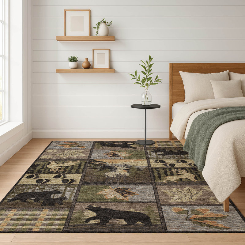 Tapis intérieur / extérieur lavable à la machine Chantille ACN2448 Lodge, Noir, 3 pi x 5 pi