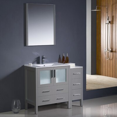 Formosa Fresca 42"" Free-Standing Single Sink Bathroom Vanity Set with Mirror (Faucet Not Included) -  FVN62-3012GR-UNS