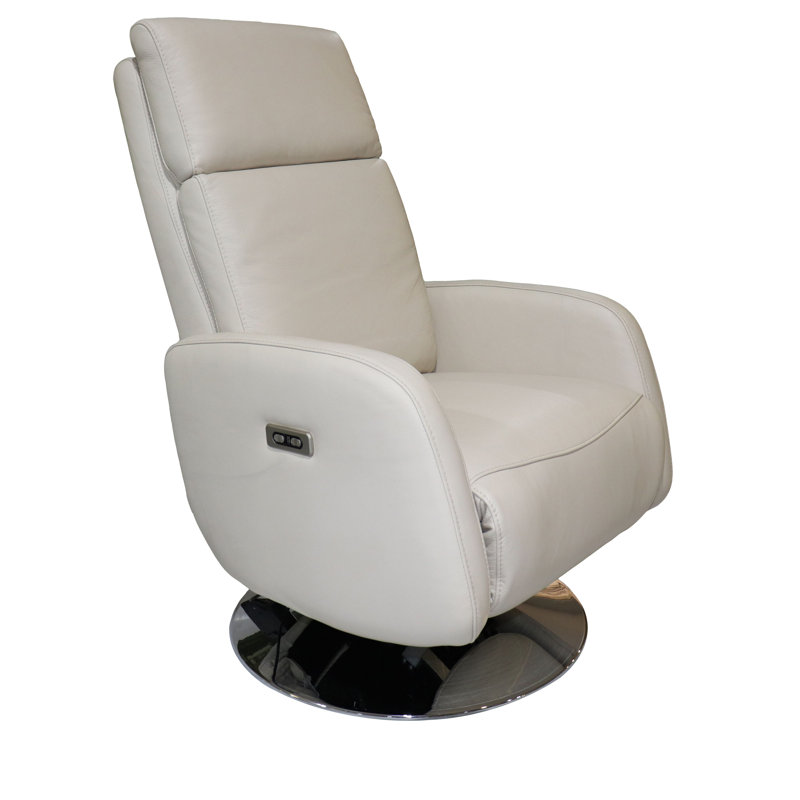 Sidonie Leather Swivel Power Recliner, Sand Genuine Leather