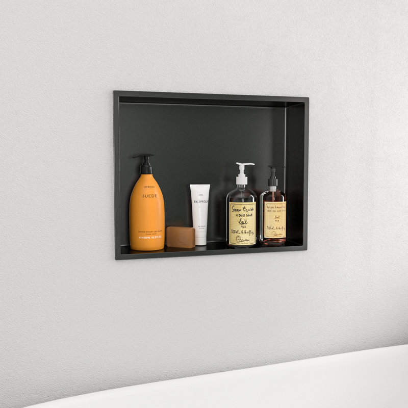Tablette de rangement noire en acier inoxydable brossé
